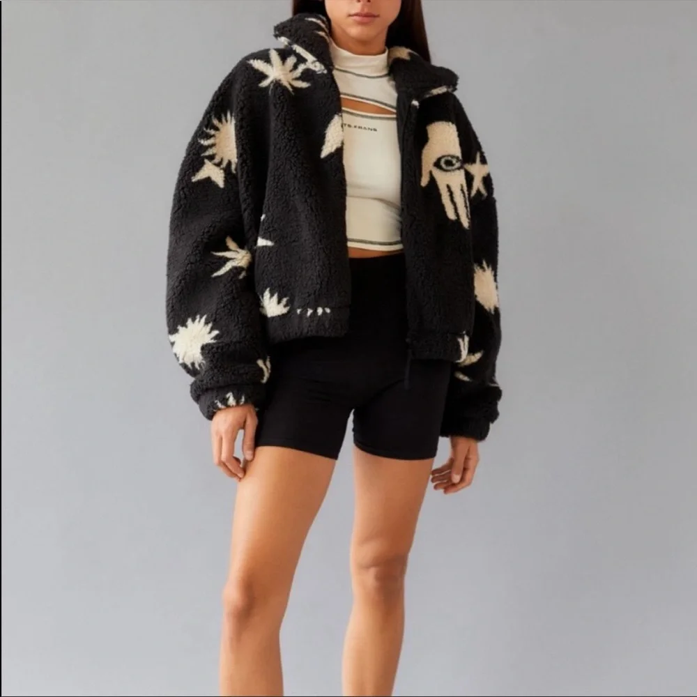 UO Evil Eye Hand Star Leaf Olivia Sherpa Jacket - Picture 3 of 4